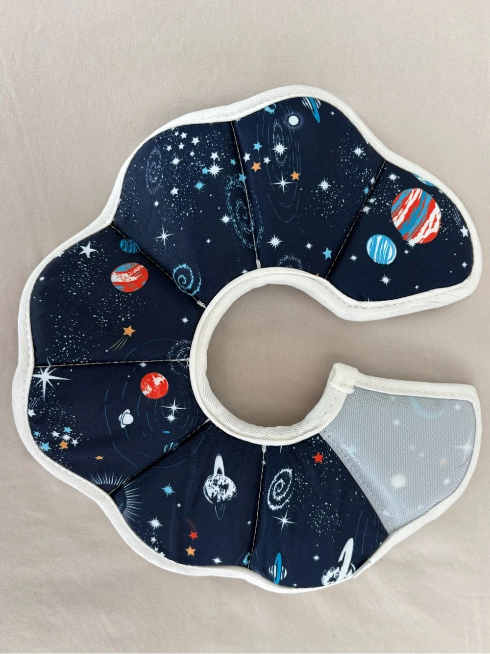 Space Print Cat Recovery Cone Collar - Navy with Planets - Small